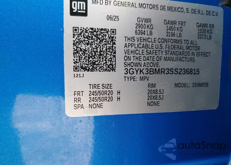 2025 Cadillac Optiq Luxury z USA, uszkodzony, nr VIN 3GYK3BMR3SS236815